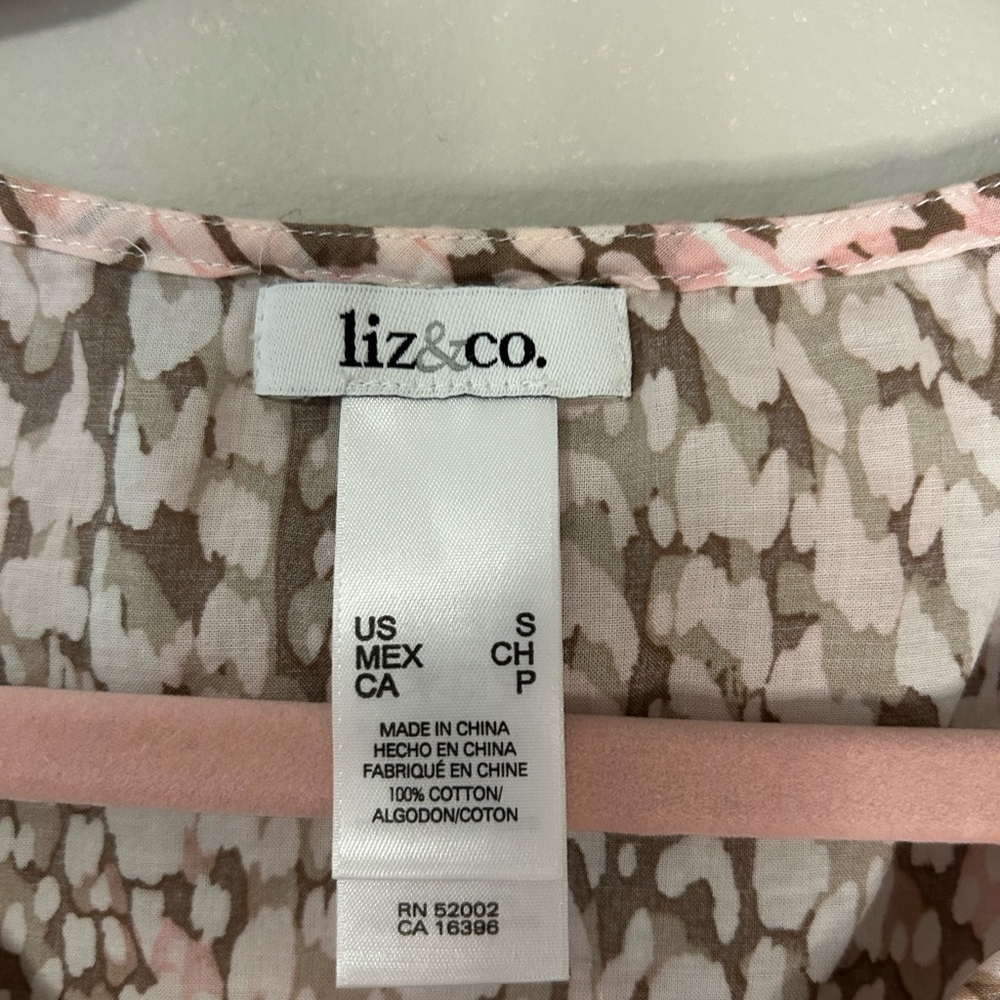 Women's Liz & Co Pink and Brown Top, Size S - Picture 5 of 8